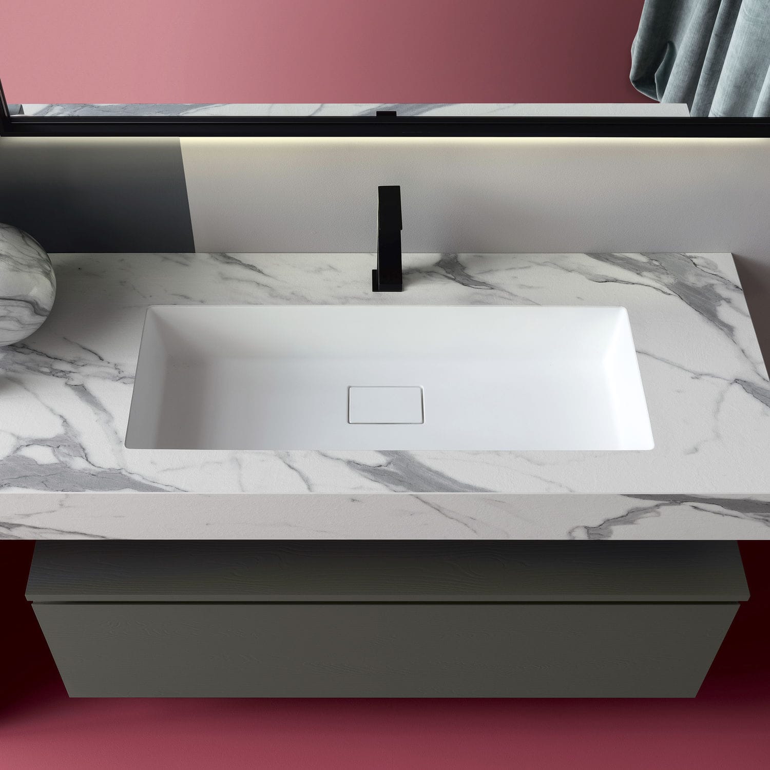 Einbauwaschbecken - EDEN - COMPAB - rechteckig / Mineralwerkstoff / modern