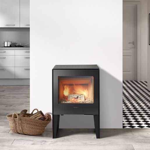 Holz-Kaminofen - GLANCE - HERGÓM - 7 kW / freistehend / modern