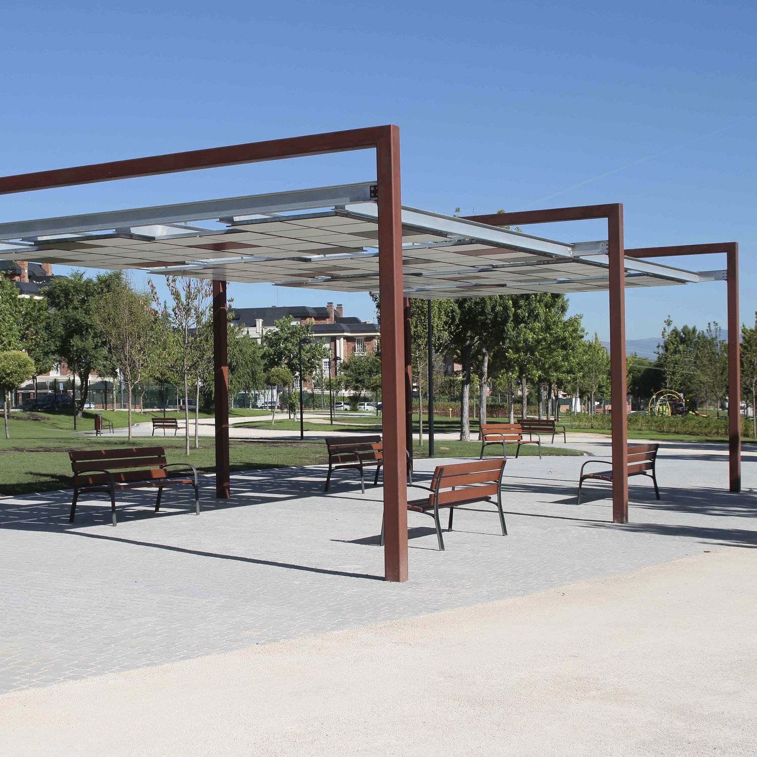 Selbsttragende Pergola PERGOLA U SYSTEM Microarquitectura Stahl