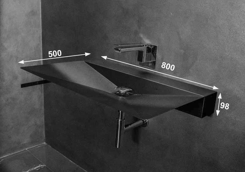 Wand-Waschbecken - MINIMAL 80 - Componendo - rechteckig / Stahl / modern