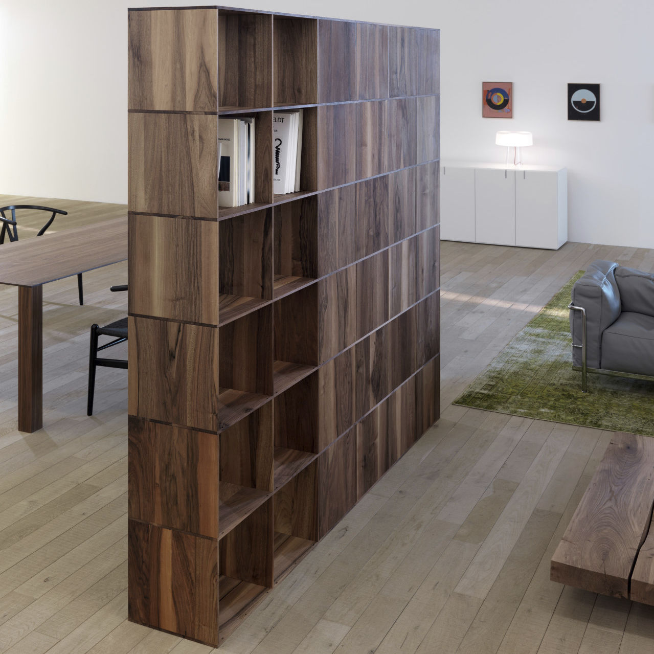 TrennwandBücherregal INAGA Mobimex modern / Massivholz