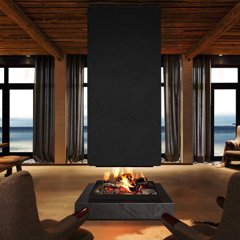 Holzkamin - 4FREE 70 - BRUNNER - modern / hängend / offene Feuerstelle