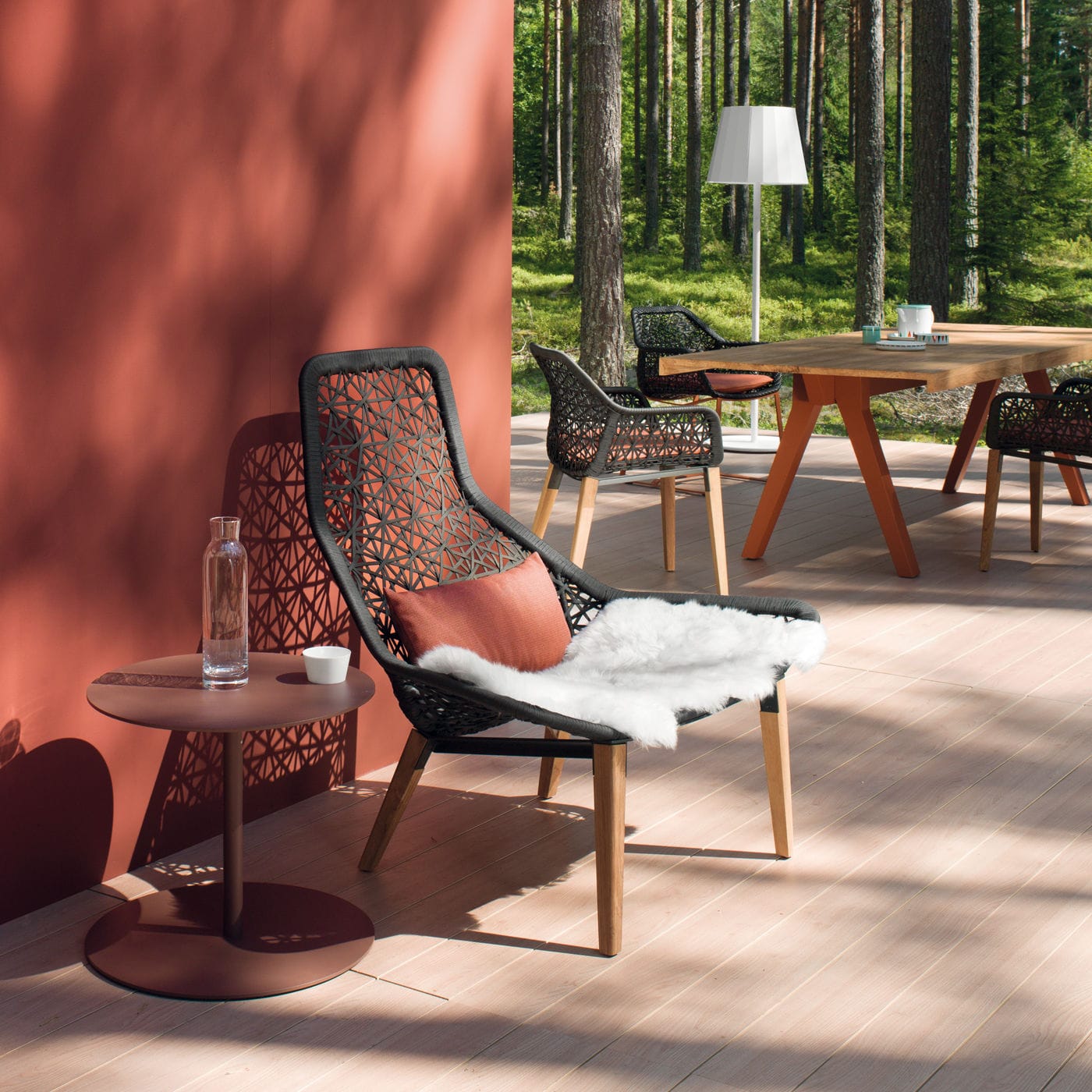 Moderner Sessel - MAIA - KETTAL - Kordel / aus Teakholz / Aluminium