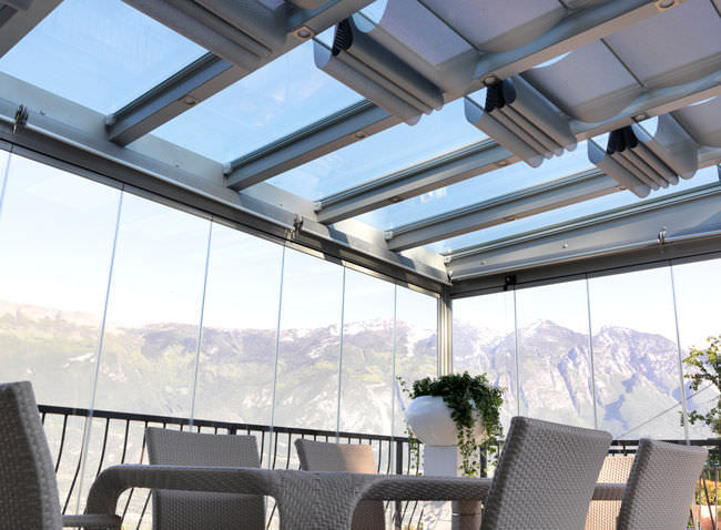 Angebaute Pergola - DREAM - Cagis Srl - verzinkter Stahl / Glas