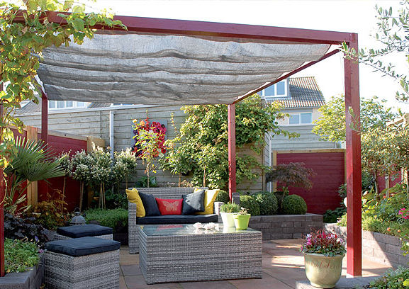 Selbsttragende Pergola - COOLFIT - Nesling BV - Holz / Stoff-Faltdach