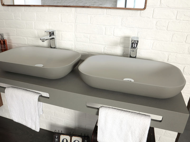 Aufsatzwaschbecken / rechteckig / Verbundwerkstoff / modern - ACQUABELLA