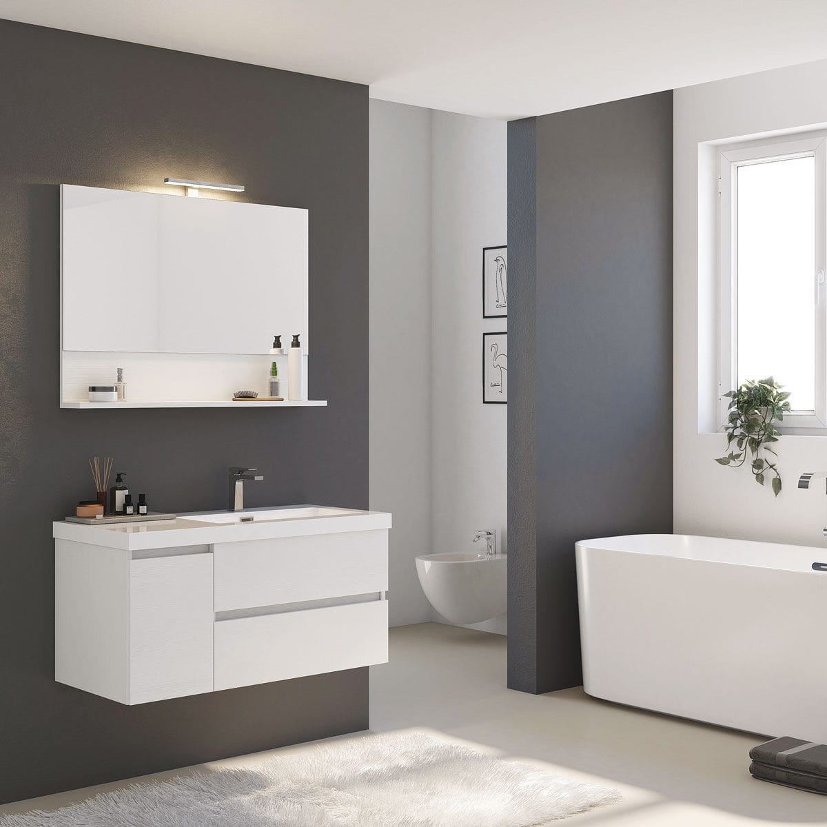 Wandhängender Waschtisch-Unterschrank - LINE 05 - LEGNOBAGNO - Holz