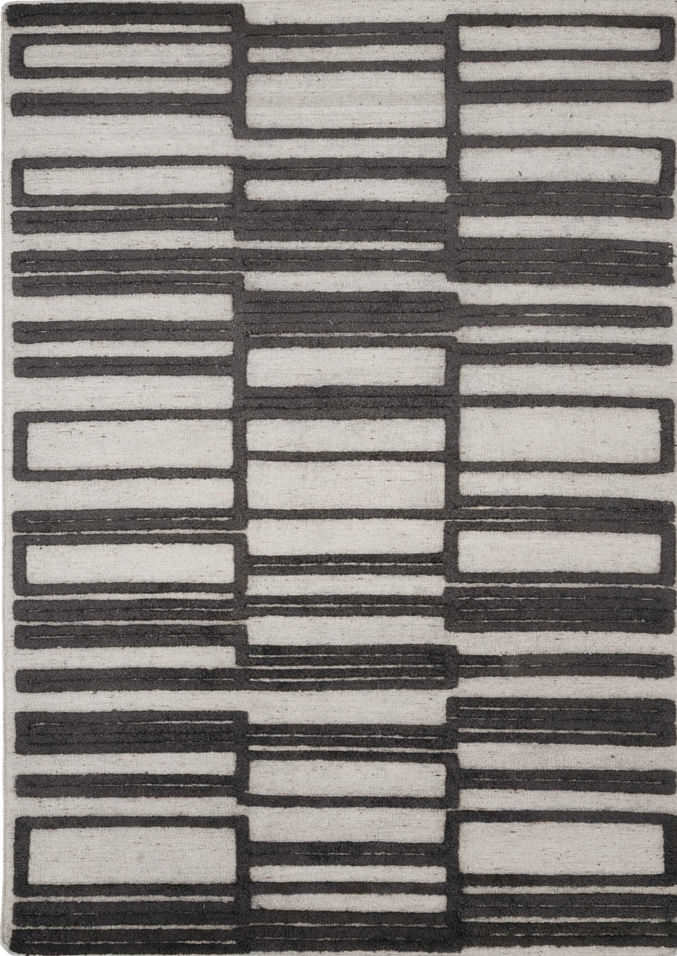 Moderner Teppich Motiv Wolle Rechteckig Bauhaus Warli