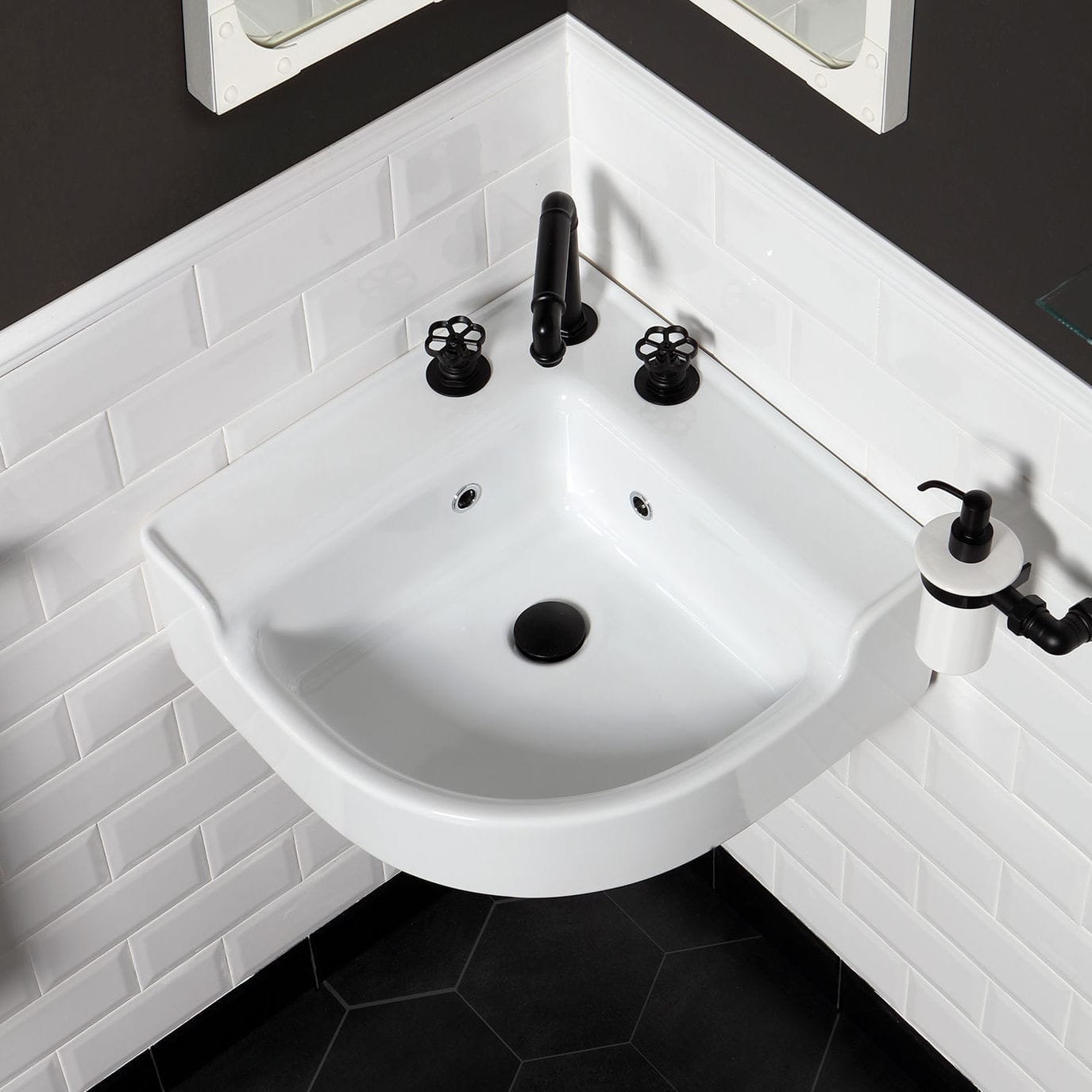 Wand-Waschbecken - INDUSTRIALIS - BLEU PROVENCE - für Eckeinbau