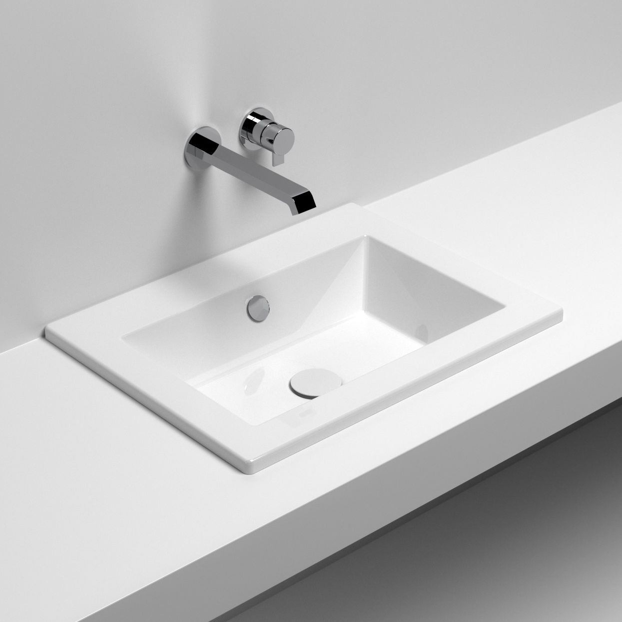 Halbeinbauwaschbecken - STAR 58 - SIGN - rechteckig / Keramik / modern