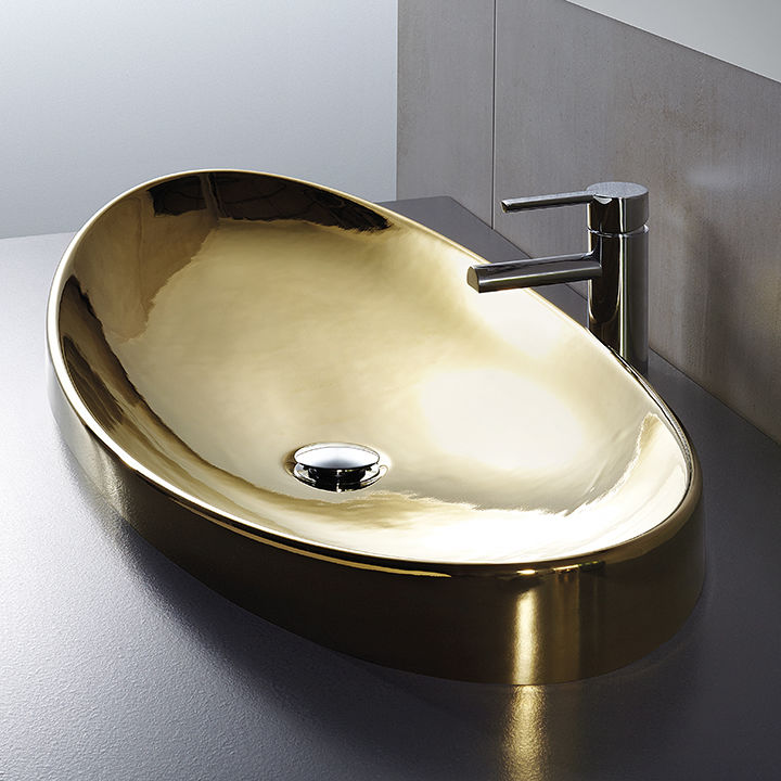 Aufsatzwaschbecken - 3304052 - Ceramicas Gala - Metall / oval / modern