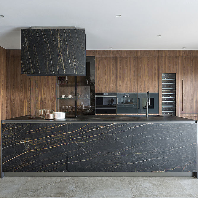 Moderne Küche - T45, D90 - TM Italia - Holz / Glas / Stein