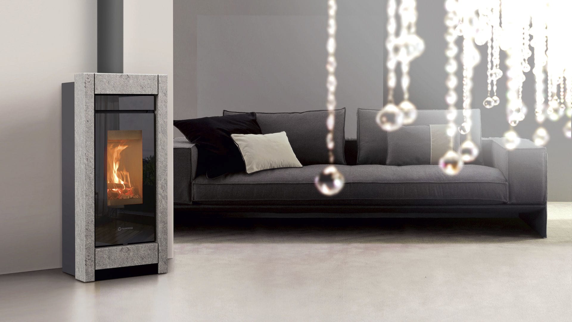 Holz-Kaminofen / Metall / Stein / modern - AROMY STONE - THERMOROSSI