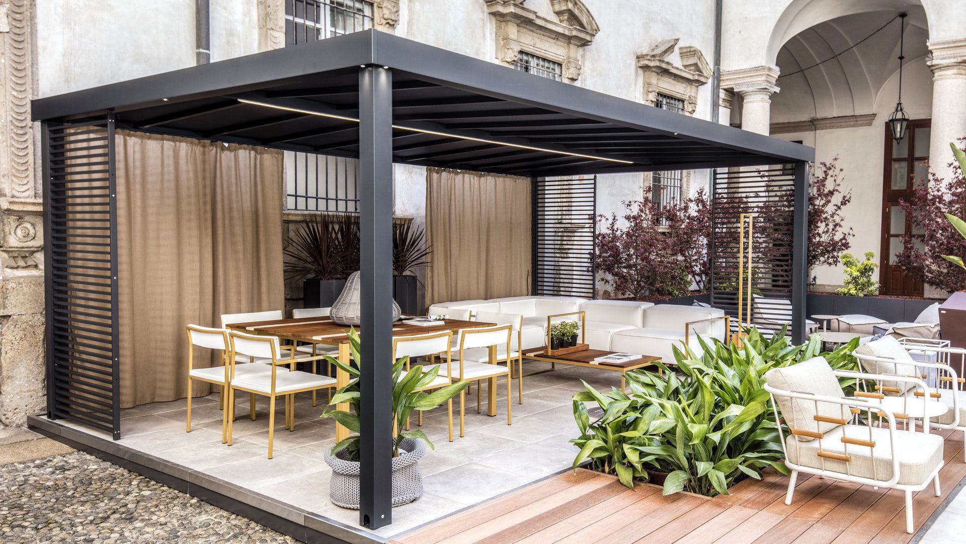 Selbsttragende Pergola - LUMI - UNOSIDER - Aluminium / Stoff