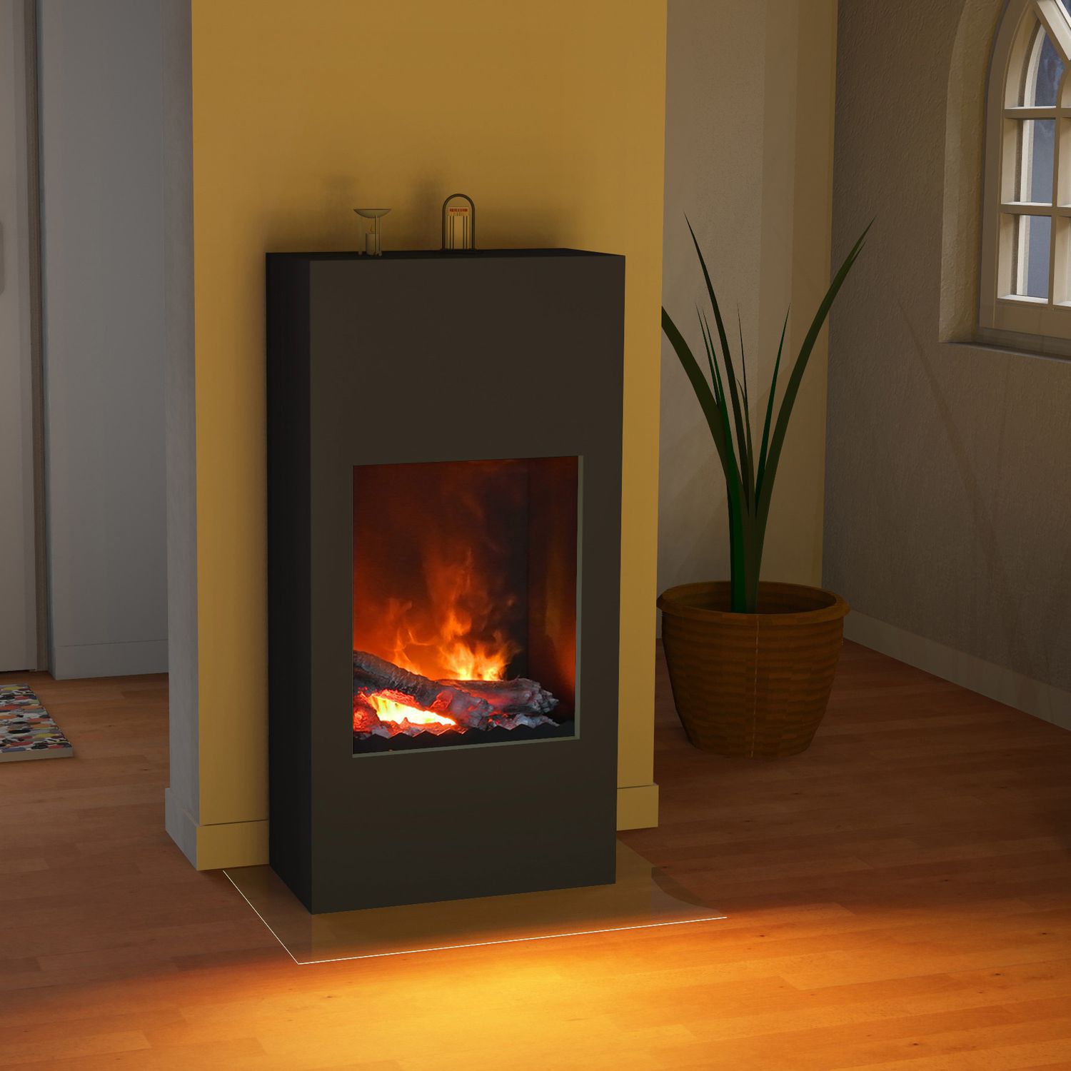 Elektrischer Kaminofen / Aluminium / modern / 0 - 5 kW - BERGAMO