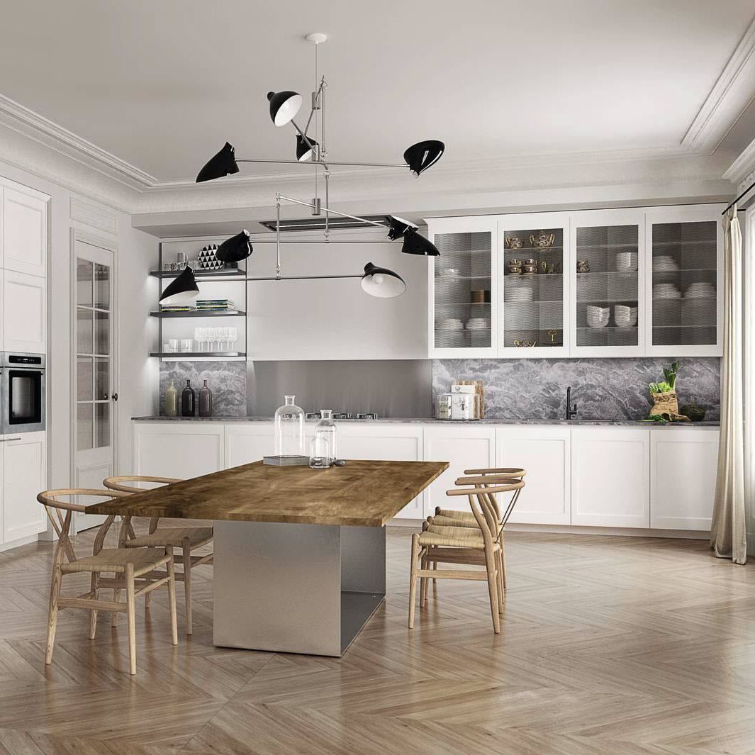 Moderne Küche - FILÒ - Euromobil spa - Glas / Aluminium / Porzellan