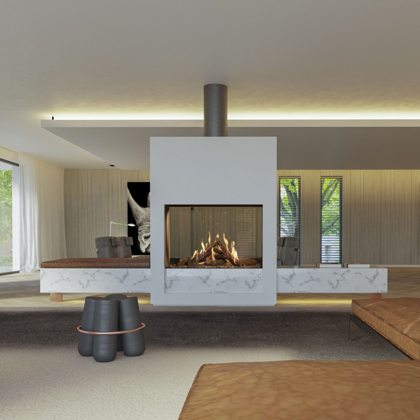 Gaskamin - GP 110/79T - Kalfire Fireplaces - modern / geschlossene