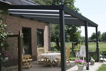 Vordach für Terrassen / Glas / Aluminium / Polycarbonat - CLIMALUX - AG