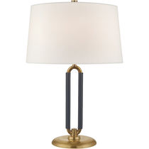 Tischlampe / Messing / Nickel / Leder
