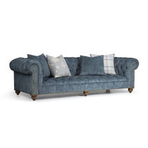 Chesterfield-Sofa / blau / Stoff / 3 Plätze