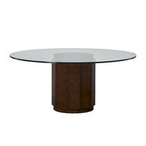 Moderner Esstisch / Glas / Gestell aus Furnierholz...
