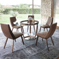 Moderner Tisch / aus Nussbaum / Stahl /...