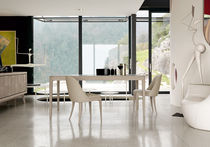 Moderner Stuhl / Polster / Stoff / Holz