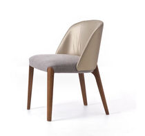 Moderner Stuhl / Holz / Leder / grau