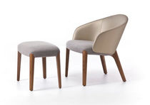 Moderner Hocker / aus Buche / Textil / grau
