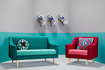 Modernes Sofa / blau / Stoff / 3 Plätze
