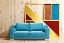 Modernes Sofa / blau / Stoff / Zweisitzer