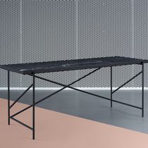 Stahlschreibtisch / Messing / Marmor / modern