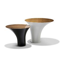 Moderner Beistelltisch / Holz / oval / weiß