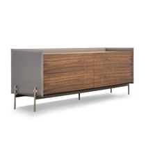 Moderne Kommode / Holz / Metall / Leder