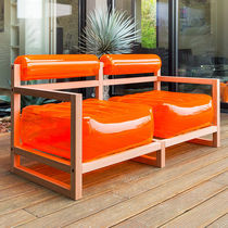Modernes Sofa / Außenbereich / Holz / PVC