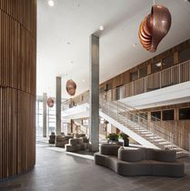 Modulsofa / modern / Stoff / aus Sperrholz