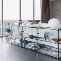 Modernes Sideboard / Metall / Glas / transparent