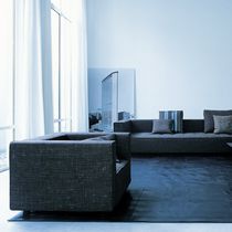 Moderner Sessel / Stoff / Leder / Stahl