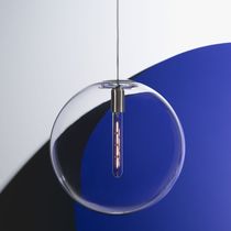 Hängelampe / geblasenes Glas / Opal / modern