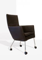 Moderner Stuhl / Leder / mit Rollen
