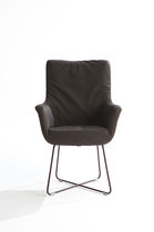 Moderner Sessel / Leder / Bridge / braun