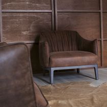 Moderner Sessel / Leder / Stoff / aus Esche