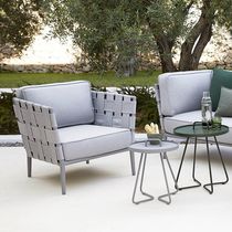 Moderner Sessel / Stoff / Aluminium / grau