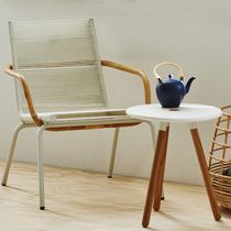 Moderner Sessel / Kordel / Stahl / braun