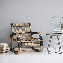 Moderner Sessel / Rattan / Rattan / grau