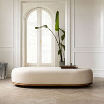 Moderne Ottomane / Stoff / Rattan / oval