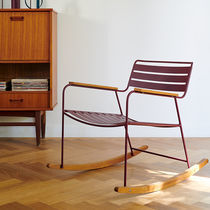 Moderner Sessel / Stahl / Teakholz / Stahl