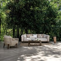 Modernes Sofa / Garten / Stoff / Holz