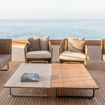 Moderner Couchtisch / Teakholz / Marmor...