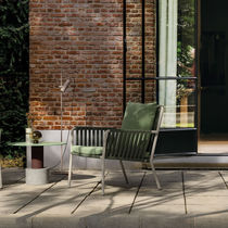 Moderner Clubsessel / Stoff / Kordel / Aluminium